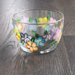 Hand Painted Spring Easter Flowers Candy Dish/Candle Holder